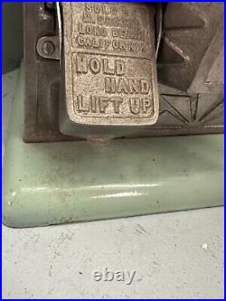 Antique 1920s The Master 1 Cent Mint Green Bubble Gum Vending Machine