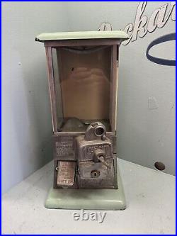 Antique 1920s The Master 1 Cent Mint Green Bubble Gum Vending Machine