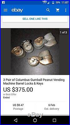 Antique Columbus Vending Company Model A Coin Op Gumball/Peanut Machine Vintage
