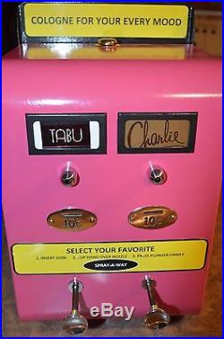 Antique Pink Vintage Purfume Coin Vending Machine Famous Brand Colognes Spray BG