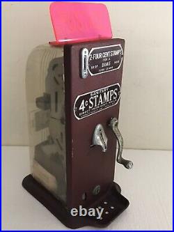 Antique Schermack 4 Cent Automatic Stamp Vending Machine Dispenser No Key USA