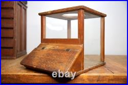 Antique Store Counter Candy Peanut Dispenser Glass Display Case wood cabinet VTG