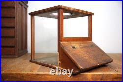 Antique Store Counter Candy Peanut Dispenser Glass Display Case wood cabinet VTG