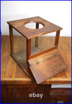 Antique Store Counter Candy Peanut Dispenser Glass Display Case wood cabinet VTG