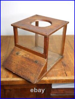 Antique Store Counter Candy Peanut Dispenser Glass Display Case wood cabinet VTG