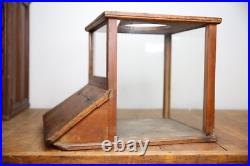 Antique Store Counter Candy Peanut Dispenser Glass Display Case wood cabinet VTG