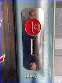 Antique VTG Stoner Fresh Gum Vending Machine BLUE RED no key NICE 1 cent