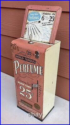 Antique Vintage Coin Operated Perfume Vendor Dispenser Machine