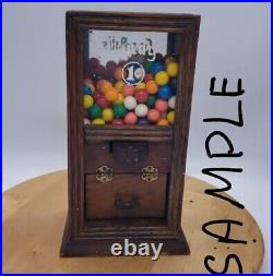 Antique / Vintage Wooden Gumball & Candy 1 Cent Machine