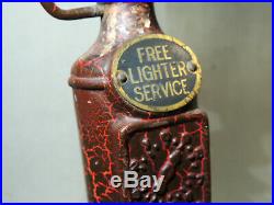 Antique vtg Cast Iron Lighter Fluid Dispenser Filling Station GAS PUMP vtg Cigar