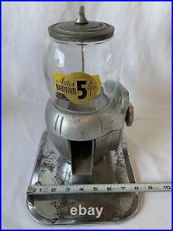 Atlas Bantam 5 Cent Peanut Gumball Candy Machine With Key Vintage Store Works