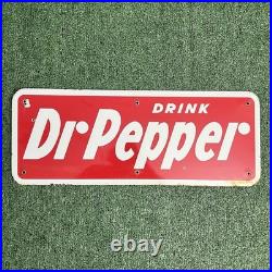Authentic Vintage Drink Dr. Pepper Vending Machine Porcelain Sign 24x9
