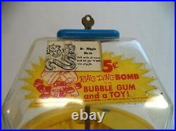 Awesome Vintage 5c Ring Ding Bomb Bubble Gum & Toy Mr Wiggle Worm 10x12 Machine