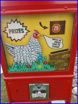 Awesome vintage chicken themed 25 cent coin-op vending machine