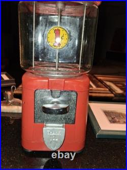Bell 1¢ Gumball Vintage Vending Machine, Red Square Base with Glass Globe