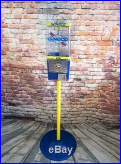 Blue SUNOCO OIL gas pump gasoline vintage gumball machine + stand