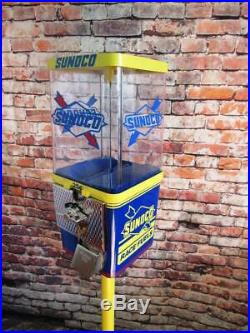 Blue SUNOCO OIL gas pump gasoline vintage gumball machine + stand