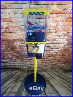 Blue SUNOCO OIL gas pump gasoline vintage gumball machine + stand