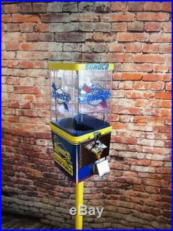 Blue SUNOCO OIL gas pump gasoline vintage gumball machine + stand