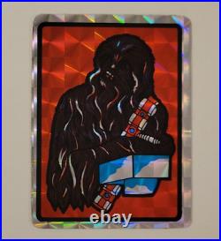 CHEWBACCA Star Wars 1980's PRISMATIC Prism VENDING MACHINE STICKER CARD Vintage