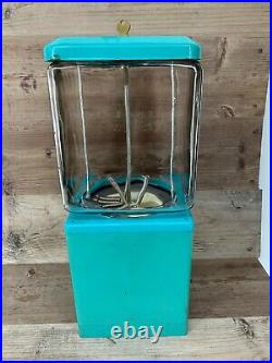 Candy Gumball Machine Vintage Turquoise Glass Globe Northwestern Vending 25 Cent