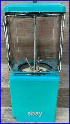 Candy Gumball Machine Vintage Turquoise Glass Globe Northwestern Vending 25 Cent