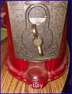Carousel Red Bubble Gum Ball Machine Cast Metal Glass Globe 1985 Vintage