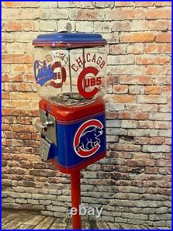Chicago Cubs inspired vintage gumball dispenser Acorn gumball penny machine