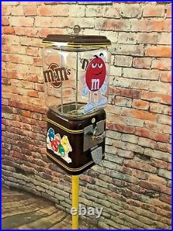 Chocolate M&m candy machine vending vintage 1¢ Acorn glass penny machine