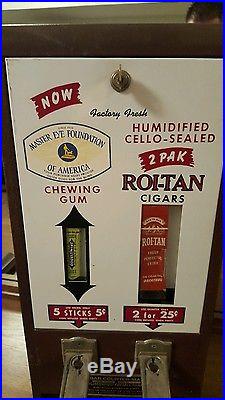 Cigar Vending machine Gum Vending Machine Roi-Tan Cigars Wrigley Gum Vintage