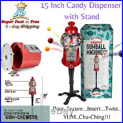 Classic Candy Dispenser With Stand Easy Twist-Off Refill Free or Coin Operated