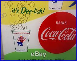 Coca-Cola Light-Up Cup Vending Machine Sign Vintage NOS 50's Coke Dee-lish