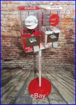 Coca Cola double gumball machines+ stand Coke memorabilia vintage candy machine