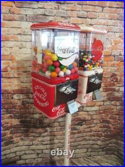 Coca Cola double gumball machines+ stand Coke memorabilia vintage candy machine