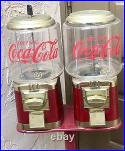 Coca-cola Coke Memorabilia Double Gum-ball Machine + Stand Vintage Candy Machine