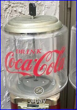 Coca-cola Coke Memorabilia Double Gum-ball Machine + Stand Vintage Candy Machine