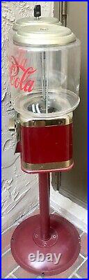 Coca-cola Coke Memorabilia Double Gum-ball Machine + Stand Vintage Candy Machine