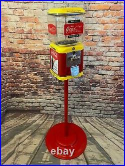 Coca cola Coke memorabilia vintage gumball machine 1¢ Acorn glass red &yellow