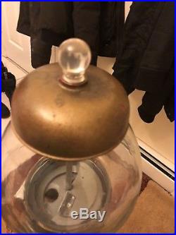 Coin Operated Glass Gumball Machine WITH STAND Vintage Taiwan heavy duty! Brass