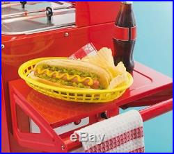 Commercial Hot Dog Cart Stand Grill Cooker Drink Cooler & Bun Warmer w Umbrella
