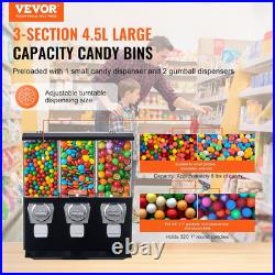 Commercial Vending Machine Triple Compartment Gumball Candy Dispenser