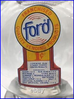 Controversial Vintage Glass Ford Gumball Machine Fund Raiser Retarded Children