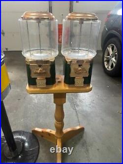 Double Head Gumball Machine with Stand. Vintage