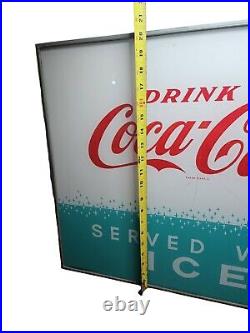 Drink Coca-Cola Vending Machine Panel Sign Vintage Served With Ice