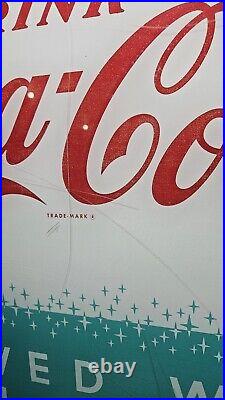Drink Coca-Cola Vending Machine Panel Sign Vintage Served With Ice