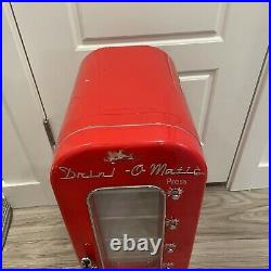 Drink-O-Matic Red Novelty Soda Vending Machine DR-3 10-Can RARE VINTAGE No Cords