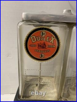 Duplex Log Cabin 1c Peanut-Candy Dispenser 1930s Penny-Antique Vintage-VERY RARE