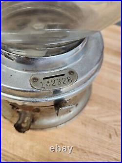 FORD Chrome 1 CENT FORD GUMBALL MACHINE Vintage Old Store Gum with Glass Globe