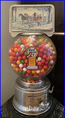 FORD GUM 1 CENT GUMBALL MACHINE VINTAGE, Glass Globe, with Topper