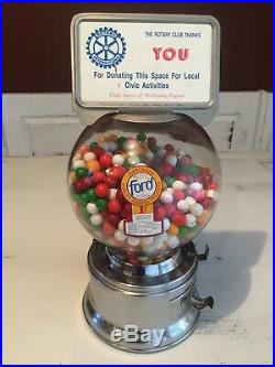 FORD GUM & MACHINE CO. INC. 1 CENT GUMBALL MACHINE VINTAGE 1950s WithMARQUEE